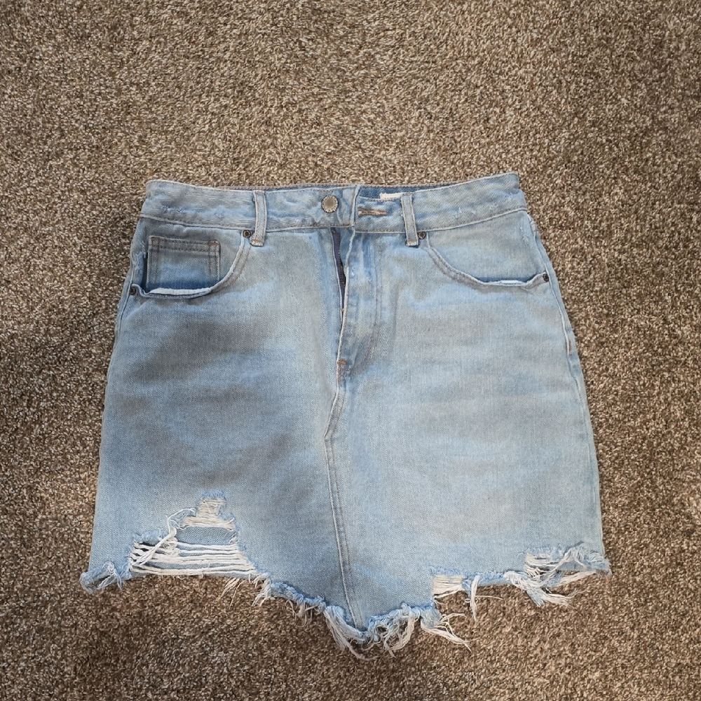 Wishlist Light Blue Distressed Denim Skirt